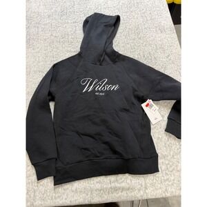 Wilson Est 1914 Script Logo Hoodie Womens XL Black  Pullover Sweatshirt NEW